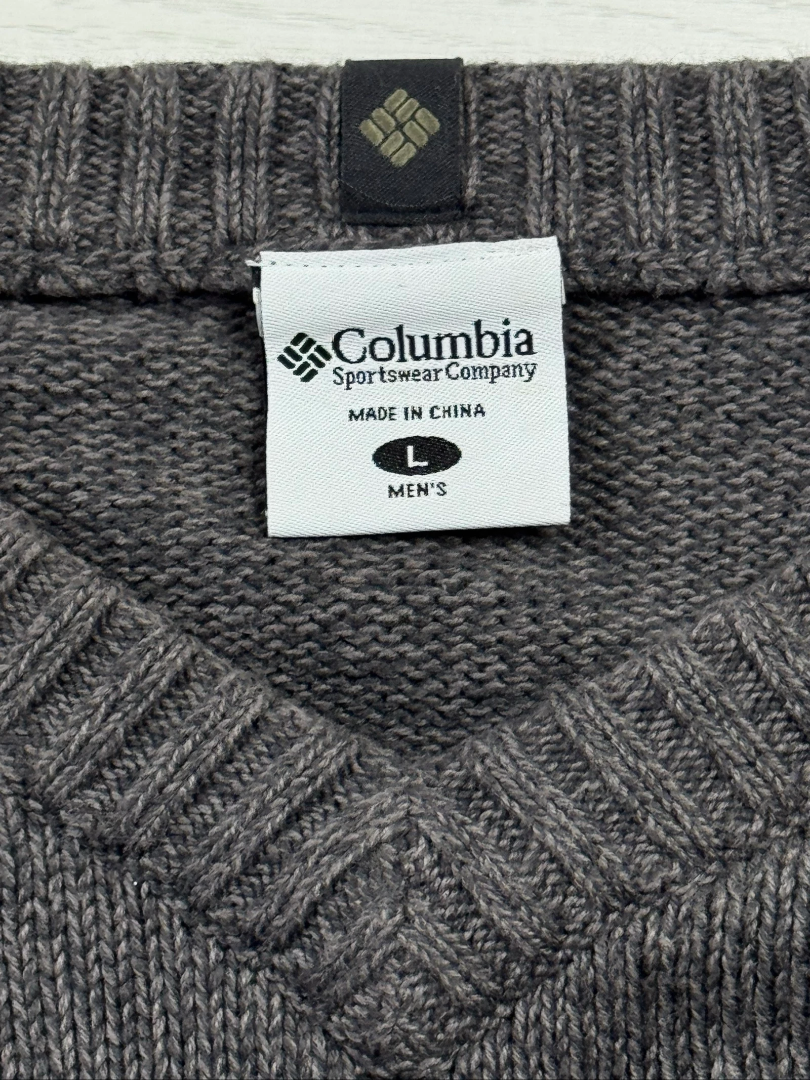 Columbia V-Neck Knit Sweater 100% Cotton Brown Men's Large Outdoor Vintage – photo 5
